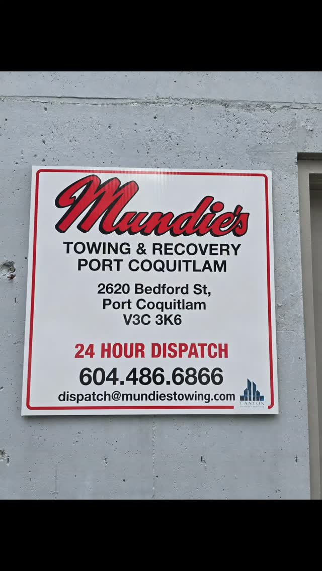 🚨 NEW OFFICE. SAME LEGENDARY SERVICE. 🚨 Congratulations 🎊 to our valued client Mundie’s Towing & Recovery on the opening of their new office in Port Coquitlam! Serving the Lower Mainland since 1976, Mundie’s has been part of the history of Vancouver and the towing industry for decades. From emergency recovery to dependable towing services, they’ve built a reputation through years of dedication, hard work, and service to the community. A company with nearly 50 years of history continues to grow — and we’re excited to see this next chapter unfold. 📍 New Office Location: 2620 Bedford St. Port Coquitlam, BC Here’s to continued success, growth, and many more years serving the community! 🍾🚛 #Congratulations #PortCoquitlam #MundiesTowing #TowingAndRecovery #Since1976 LowerMainland VancouverHistory NewOffice CommunityStrong BusinessGrowth CanyonPropertyProjects SupportLocal RecoveryExperts TowLife PortCoquitlamBusiness